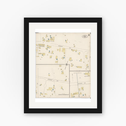 Old map wall art mockup — black gallery frame with white mat — Sanborn Fire Insurance Map from Honokaa, Hawaii County, Hawaii (1914), Sheet #0002