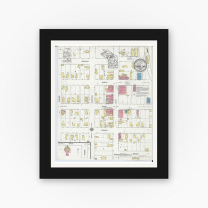Old map wall art mockup — black gallery frame with white mat — Sanborn Fire Insurance Map from Central Lake, Antrim County, Michigan (1920) - Complete Map Set