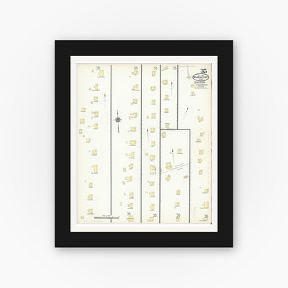 Old map wall art mockup — black gallery frame with white mat — Sanborn Fire Insurance Map from Newburyport, Essex County, Massachusetts (1914), Sheet #0035