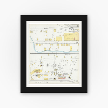 Old map wall art mockup — black gallery frame with white mat — Sanborn Fire Insurance Map from Oil City, Venango County, Pennsylvania (1901), Sheet #0005