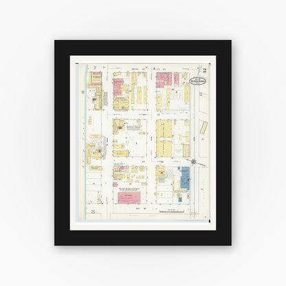 Old map wall art mockup — black gallery frame with white mat — Sanborn Fire Insurance Map from Benton Harbor, Berrien County, Michigan (1911), Sheet #0002