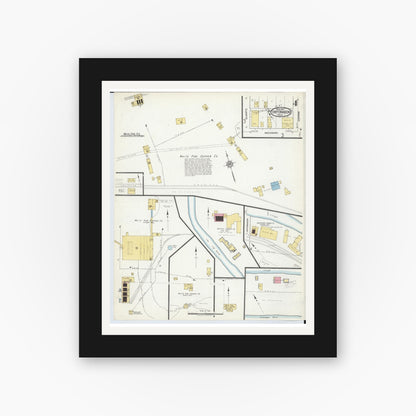 Old map wall art mockup — black gallery frame with white mat — Sanborn Fire Insurance Map from Ontonagon, Ontonagon County, Michigan (1917), Sheet #0004