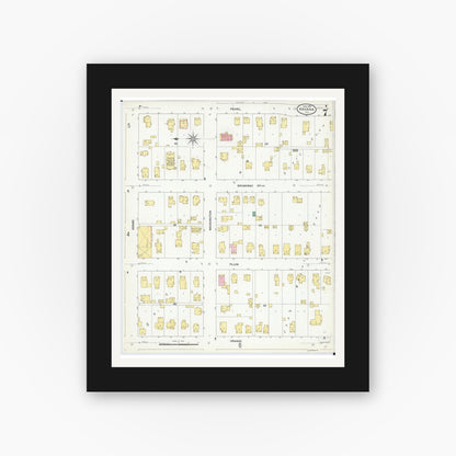 Old map wall art mockup — black gallery frame with white mat — Sanborn Fire Insurance Map from Havana, Mason County, Illinois (1909), Sheet #0007
