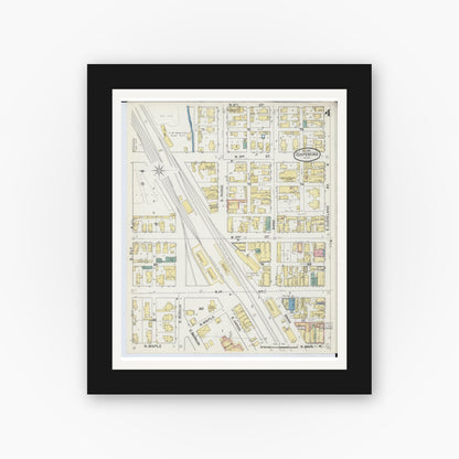 Old map wall art mockup — black gallery frame with white mat — Sanborn Fire Insurance Map from Ishpeming, Marquette County, Michigan (1892), Sheet #0004