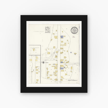 Old map wall art mockup — black gallery frame with white mat — Sanborn Fire Insurance Map from La Grange, Stanislaus County, California (1910), Sheet #0001