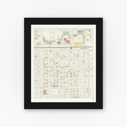 Old map wall art mockup — black gallery frame with white mat — Sanborn Fire Insurance Map from McAllen, Hidalgo County, Texas (1919), Sheet #0004