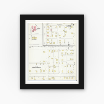 Old map wall art mockup — black gallery frame with white mat — Sanborn Fire Insurance Map from Orrville, Wayne County, Ohio (1911), Sheet #0009