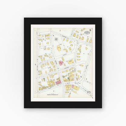 Old map wall art mockup — black gallery frame with white mat — Sanborn Fire Insurance Map from Hyde Park, Norfolk County, Massachusetts (1900), Sheet #0005