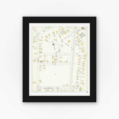 Old map wall art mockup — black gallery frame with white mat — Sanborn Fire Insurance Map from Greenville, Mercer County, Pennsylvania (1911), Sheet #0018