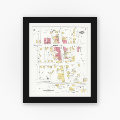 Old map wall art mockup — black gallery frame with white mat — Sanborn Fire Insurance Map from Morton, Tazewell County, Illinois (1926), Sheet #0002