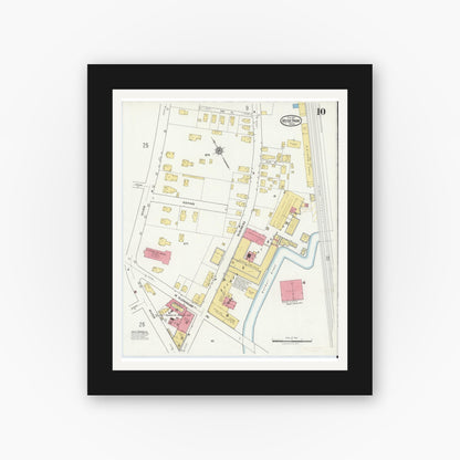 Old map wall art mockup — black gallery frame with white mat — Sanborn Fire Insurance Map from Hyde Park, Norfolk County, Massachusetts (1917), Sheet #0010