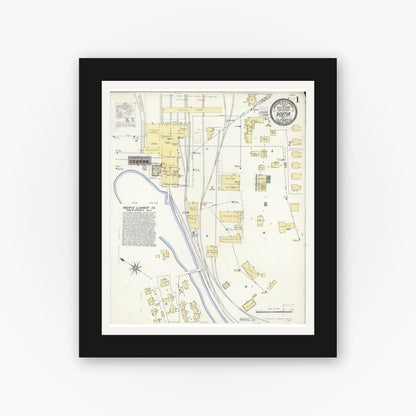 Old map wall art mockup — black gallery frame with white mat — Sanborn Fire Insurance Map from Scotia, Humboldt County, California (1908) - Complete Map Set