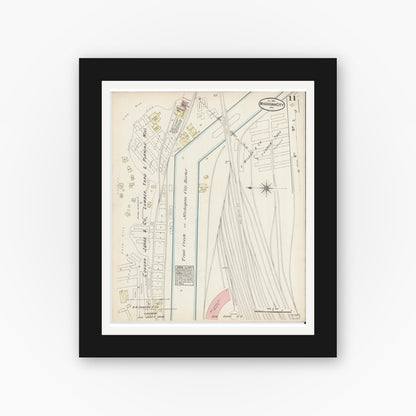 Old map wall art mockup — black gallery frame with white mat — Sanborn Fire Insurance Map from Michigan City, La Porte  County, Indiana (1884), Sheet #0011