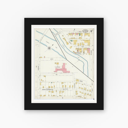 Old map wall art mockup — black gallery frame with white mat — Sanborn Fire Insurance Map from Latrobe, Westmoreland County, Pennsylvania (1903), Sheet #0002