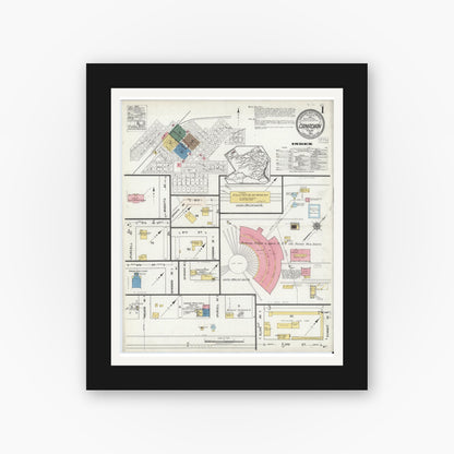 Old map wall art mockup — black gallery frame with white mat — Sanborn Fire Insurance Map from Canadian, Hemphill County, Texas (1920), Sheet #0001