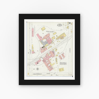 Old map wall art mockup — black gallery frame with white mat — Sanborn Fire Insurance Map from Alliance, Stark County, Ohio (1898), Sheet #0010