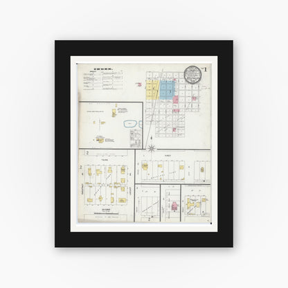 Old map wall art mockup — black gallery frame with white mat — Sanborn Fire Insurance Map from Appleton City, Saint Clair County, Missouri (1896) - Complete Map Set