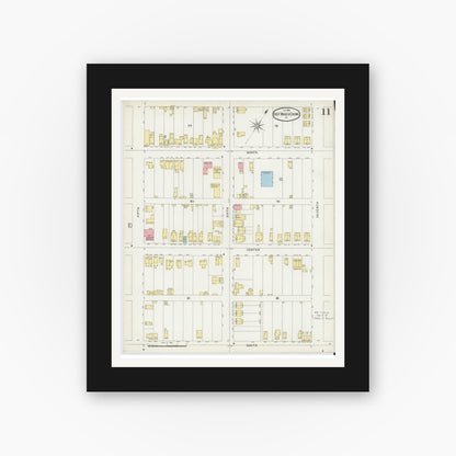 Old map wall art mockup — black gallery frame with white mat — Sanborn Fire Insurance Map from Mauch Chunk, Carbon County, Pennsylvania (1896), Sheet #0011