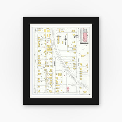 Old map wall art mockup — black gallery frame with white mat — Sanborn Fire Insurance Map from Bremen, Fairfield County, Ohio (1926), Sheet #0003