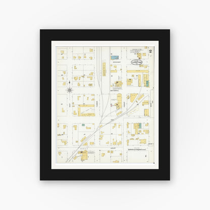 Old map wall art mockup — black gallery frame with white mat — Sanborn Fire Insurance Map from Georgetown, Williamson County, Texas (1905), Sheet #0002