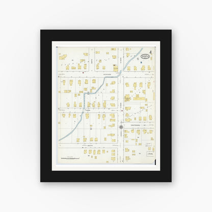 Old map wall art mockup — black gallery frame with white mat — Sanborn Fire Insurance Map from Sparta, Kent County, Michigan (1918), Sheet #0004