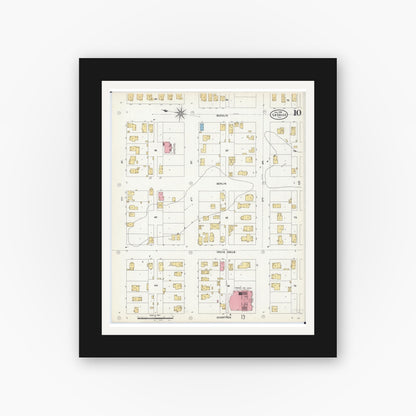 Old map wall art mockup — black gallery frame with white mat — Sanborn Fire Insurance Map from La Salle, La Salle County, Illinois (1906), Sheet #0010