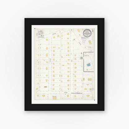 Old map wall art mockup — black gallery frame with white mat — Sanborn Fire Insurance Map from Herculaneum, Jefferson County, Missouri (1908) - Complete Map Set