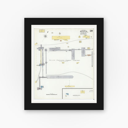 Old map wall art mockup — black gallery frame with white mat — Sanborn Fire Insurance Map from Washington, Warren County, New Jersey (1909), Sheet #0020