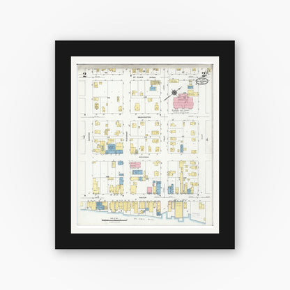 Old map wall art mockup — black gallery frame with white mat — Sanborn Fire Insurance Map from Algonac, Saint Clair County, Michigan (1924), Sheet #0002