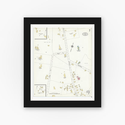 Old map wall art mockup — black gallery frame with white mat — Sanborn Fire Insurance Map from Lenox, Berkshire County, Massachusetts (1911), Sheet #0007