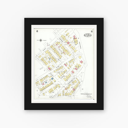 Old map wall art mockup — black gallery frame with white mat — Sanborn Fire Insurance Map from East Liverpool, Columbiana County, Ohio (1923), Sheet #0006