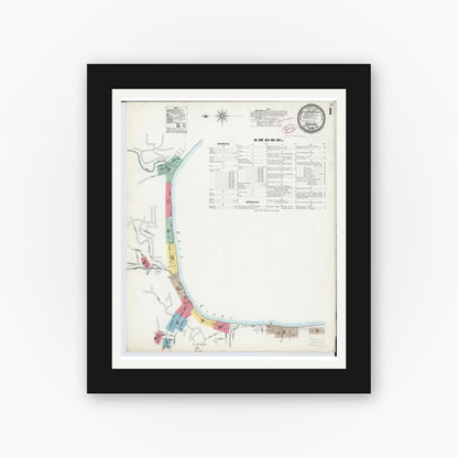 Old map wall art mockup — black gallery frame with white mat — Sanborn Fire Insurance Map from Pomeroy, Meigs County, Ohio (1899) - Complete Map Set