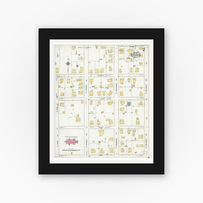Old map wall art mockup — black gallery frame with white mat — Sanborn Fire Insurance Map from Kissimmee, Osceola County, Florida (1920), Sheet #0002