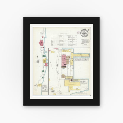 Old map wall art mockup — black gallery frame with white mat — Sanborn Fire Insurance Map from Edgewater, Bergen County, New Jersey (1908) - Complete Map Set