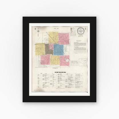 Old map wall art mockup — black gallery frame with white mat — Sanborn Fire Insurance Map from Commerce, Hunt County, Texas (1940) - Complete Map Set