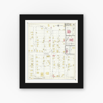 Old map wall art mockup — black gallery frame with white mat — Sanborn Fire Insurance Map from Carrollton, Carroll County, Ohio (1911), Sheet #0004