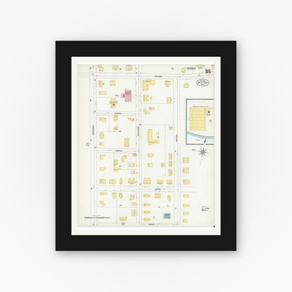 Old map wall art mockup — black gallery frame with white mat — Sanborn Fire Insurance Map from Milford, Worcester County, Massachusetts (1903), Sheet #0018