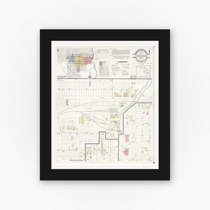 Old map wall art mockup — black gallery frame with white mat — Sanborn Fire Insurance Map from Okeechobee, Okeechobee County, Florida (1933) - Complete Map Set