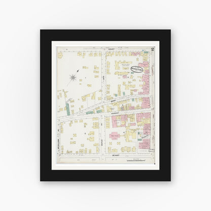 Old map wall art mockup — black gallery frame with white mat — Sanborn Fire Insurance Map from Morristown, Morris County, New Jersey (1890), Sheet #0002