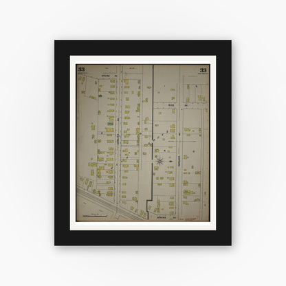 Old map wall art mockup — black gallery frame with white mat — Sanborn Fire Insurance Map from New Jersey Coast, New Jersey Coast, New Jersey (1890), Sheet #0033