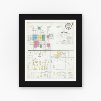 Old map wall art mockup — black gallery frame with white mat — Sanborn Fire Insurance Map from Robinson, Crawford County, Illinois (1899) - Complete Map Set