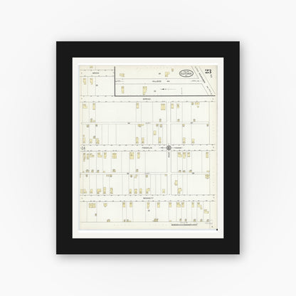 Old map wall art mockup — black gallery frame with white mat — Sanborn Fire Insurance Map from Old Forge, Lackawanna County, Pennsylvania (1914), Sheet #0023