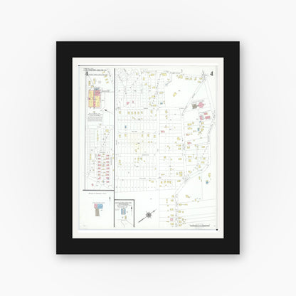 Old map wall art mockup — black gallery frame with white mat — Sanborn Fire Insurance Map from Loveland, Clermont, Hamilton, And Warren County, Ohio (1946), Sheet #0004