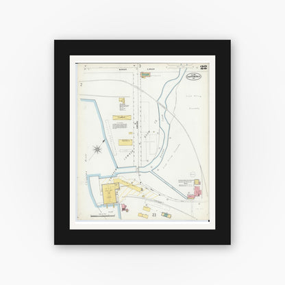 Old map wall art mockup — black gallery frame with white mat — Sanborn Fire Insurance Map from Chippewa Falls, Chippewa County, Wisconsin (1903), Sheet #0022