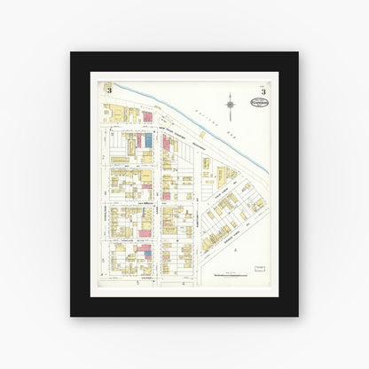 Old map wall art mockup — black gallery frame with white mat — Sanborn Fire Insurance Map from Keansburg, Monmouth County, New Jersey (1923), Sheet #0003