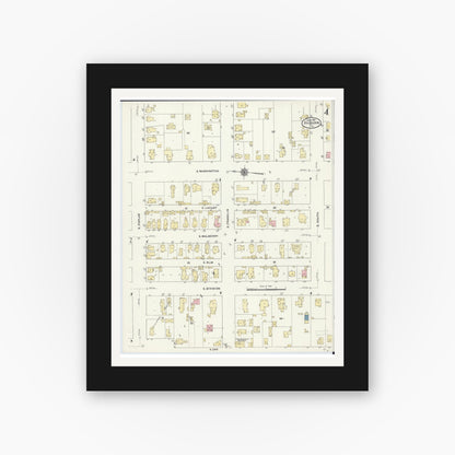 Old map wall art mockup — black gallery frame with white mat — Sanborn Fire Insurance Map from Du Quoin, Perry County, Illinois (1910), Sheet #0004