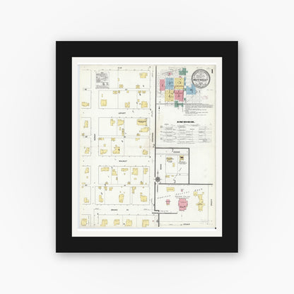 Old map wall art mockup — black gallery frame with white mat — Sanborn Fire Insurance Map from Whitewright, Grayson County, Texas (1911) - Complete Map Set