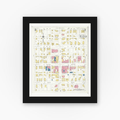Old map wall art mockup — black gallery frame with white mat — Sanborn Fire Insurance Map from West Alexandria, Preble County, Ohio (1926), Sheet #0002