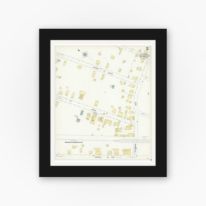 Old map wall art mockup — black gallery frame with white mat — Sanborn Fire Insurance Map from Altamont, Albany County, New York (1909), Sheet #0002