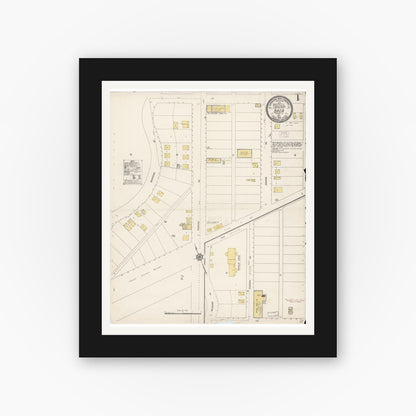 Old map wall art mockup — black gallery frame with white mat — Sanborn Fire Insurance Map from Brea, Orange County, California (1915) - Complete Map Set